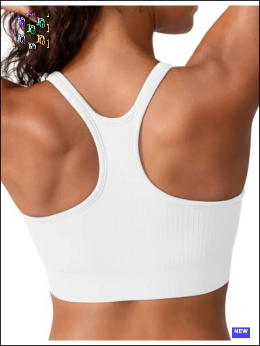 Seamless Scoop Neck Racerback Sports Bra Medium Support Removable Pads